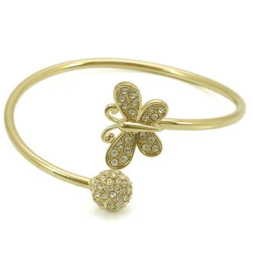 MALO1179 - Gold Brass Bangle with Top Grade Crystal  in Clear