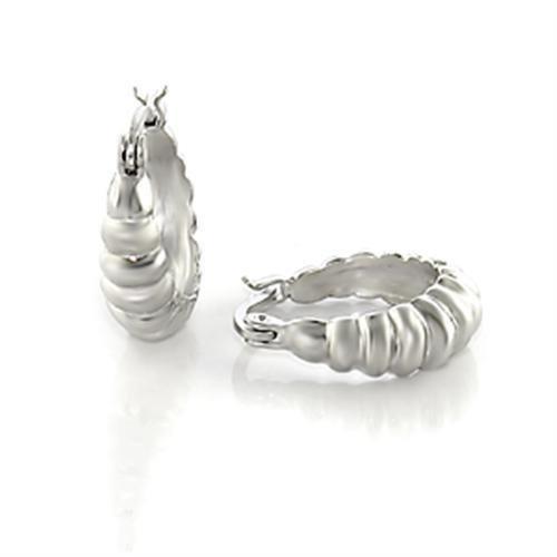 MALO123 - Matte Rhodium & Rhodium Brass Earrings with No Stone