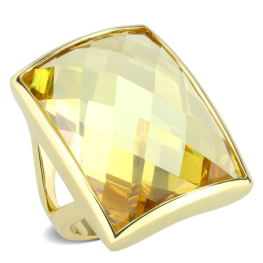 MALO1251 - Gold Brass Ring with AAA Grade CZ  in Topaz