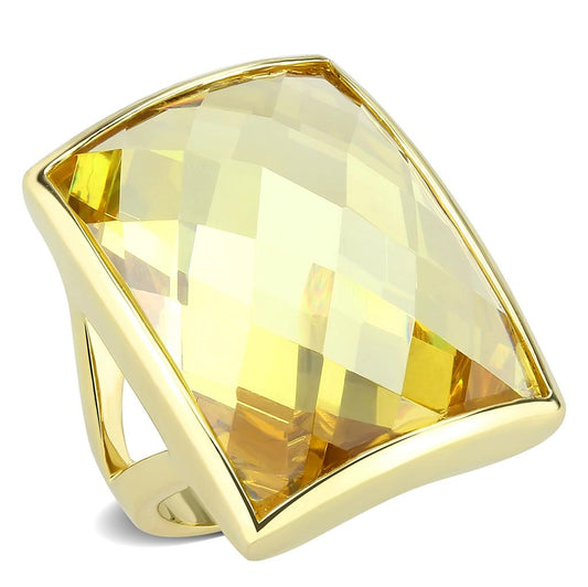 MALO1251 - Gold Brass Ring with AAA Grade CZ  in Topaz