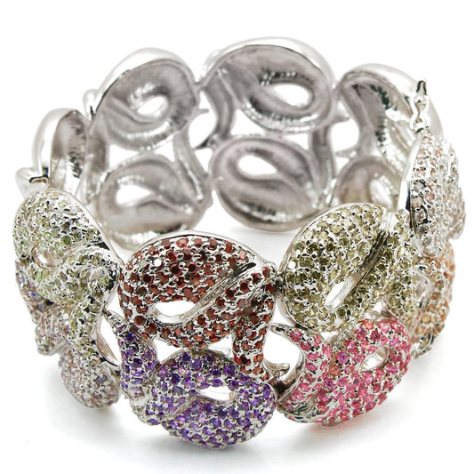 MALO1278 - Rhodium Brass Bangle with AAA Grade CZ  in Multi Color