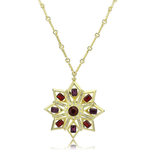MALO1301 - Gold Brass Chain Pendant with Top Grade Crystal  in Multi Color