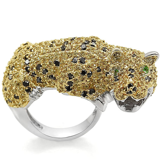 MALO1347 - Reverse Two-Tone Brass Ring with AAA Grade CZ  in Topaz