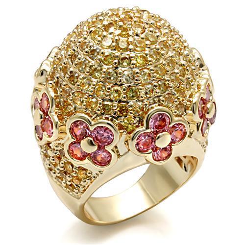 MALO1489 - Imitation Gold Brass Ring with AAA Grade CZ  in Rose