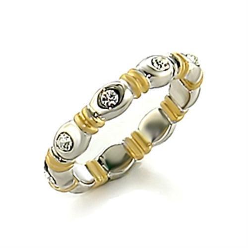 MALO148 - Matte Gold & Rhodium Brass Toe Ring with Top Grade Crystal  in Clear