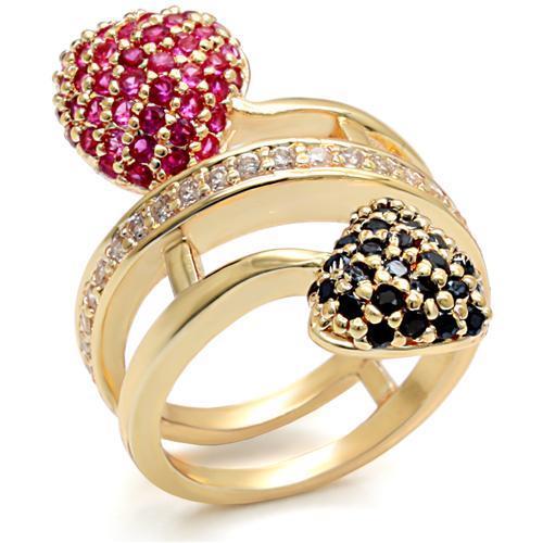 MALO1490 - Imitation Gold Brass Ring with Synthetic Garnet in Ruby