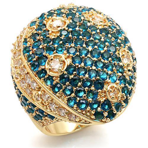 MALO1491 - Imitation Gold Brass Ring with Synthetic Synthetic Glass in Montana