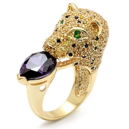 MALO1499 - Imitation Gold Brass Ring with AAA Grade CZ  in Amethyst