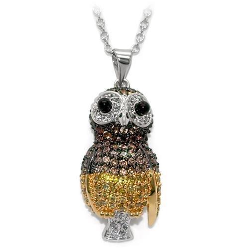 MALO1554 - Rhodium+Gold+ Ruthenium Brass Chain Pendant with AAA Grade CZ  in Multi Color