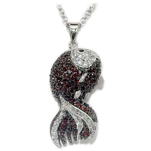 MALO1564 - Rhodium + Ruthenium Brass Chain Pendant with AAA Grade CZ  in Multi Color
