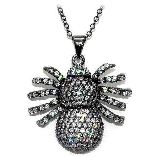 MALO1578 - Ruthenium Brass Chain Pendant with AAA Grade CZ  in Clear