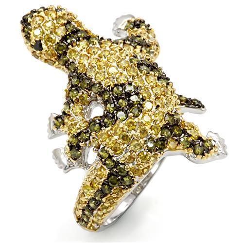 MALO1591 - Gold+Ruthenium Brass Ring with AAA Grade CZ  in Multi Color