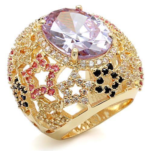 MALO1596 - Imitation Gold Brass Ring with AAA Grade CZ  in Light Amethyst
