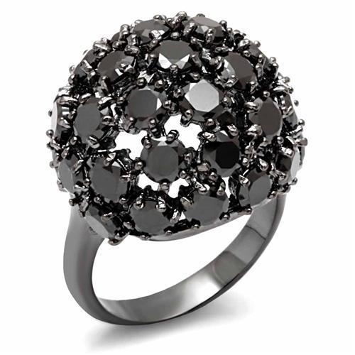 MALO1631 - TIN Cobalt Black Brass Ring with AAA Grade CZ  in Jet