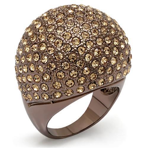 MALO1652 - Chocolate Gold Brass Ring with Top Grade Crystal  in Citrine Yellow