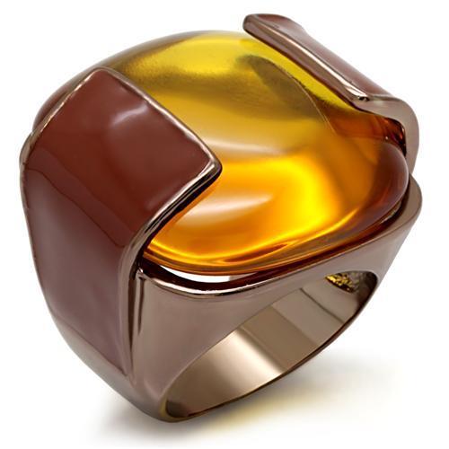 MALO1660 - Chocolate Gold Brass Ring with AAA Grade CZ  in Topaz