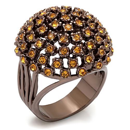 MALO1665 - Chocolate Gold Brass Ring with Top Grade Crystal  in Topaz