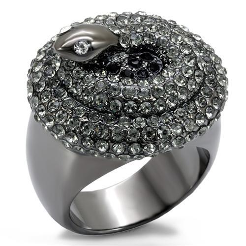 MALO1675 - TIN Cobalt Black Brass Ring with Top Grade Crystal  in Multi Color