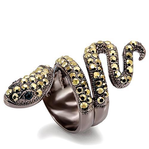 MALO1683 - Chocolate Gold Brass Ring with Top Grade Crystal  in Multi Color