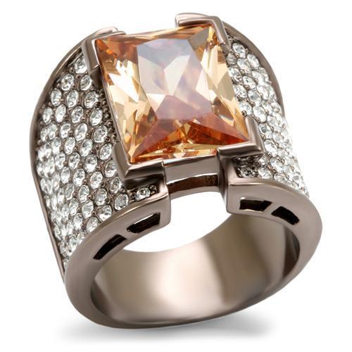 MALO1686 Chocolate Gold Brass Ring with AAA Grade CZ in Champagne