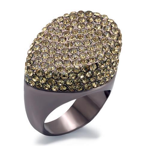 MALO1693 - Chocolate Gold Brass Ring with Top Grade Crystal  in Citrine Yellow