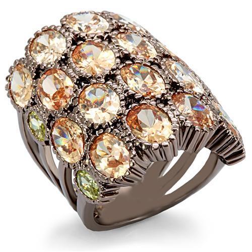 MALO1696 - Chocolate Gold Brass Ring with AAA Grade CZ  in Multi Color