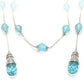 MALO1714 - Rhodium White Metal Necklace with Synthetic Glass Bead in Sea Blue