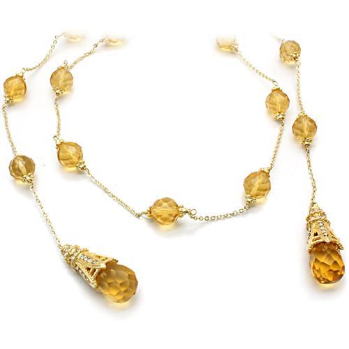MALO1717 - Gold White Metal Necklace with Synthetic Acrylic in Topaz