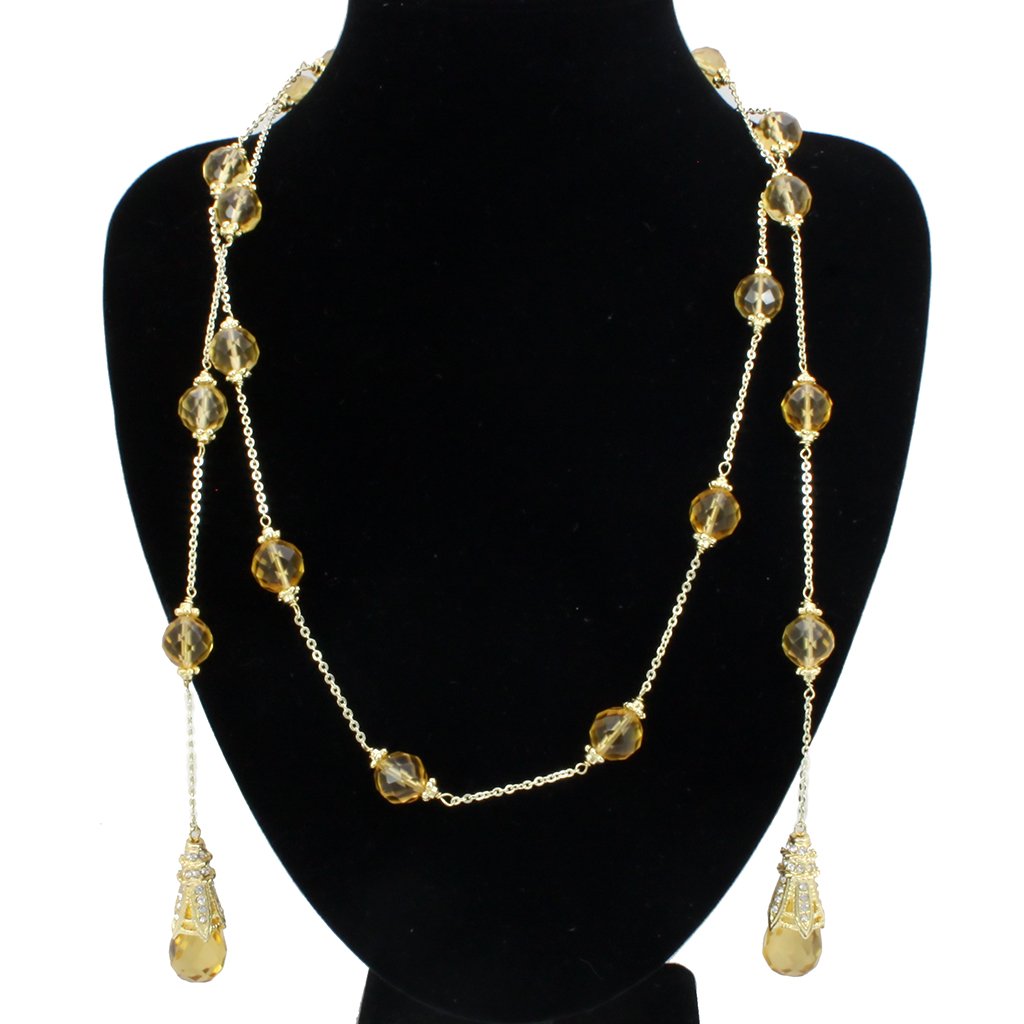 MALO1717 - Gold White Metal Necklace with Synthetic Acrylic in Topaz