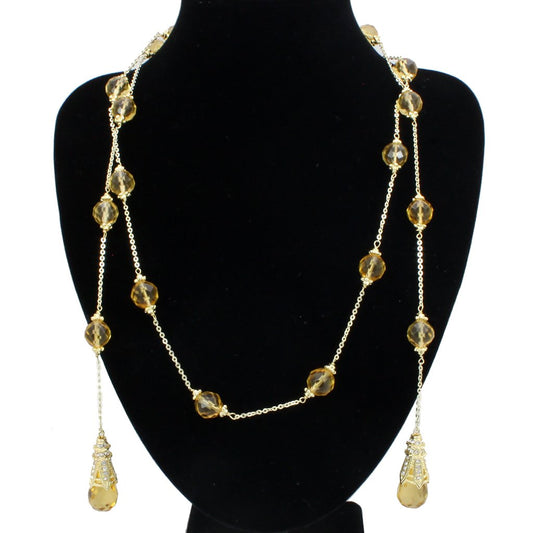 MALO1717 - Gold White Metal Necklace with Synthetic Acrylic in Topaz
