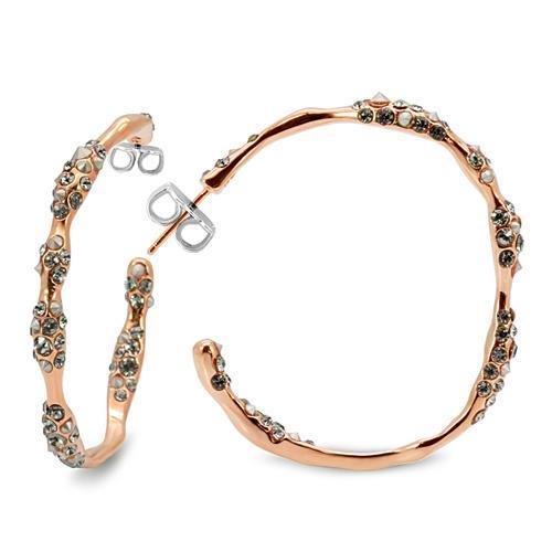 MALO1854 - Rose Gold Brass Earrings with Top Grade Crystal  in Black Diamond