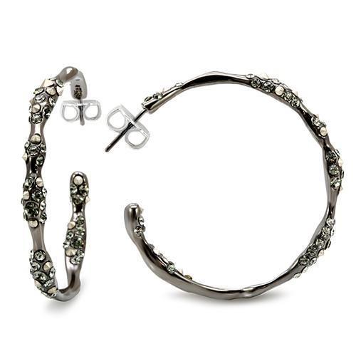 MALO1856 - Ruthenium Brass Earrings with Top Grade Crystal  in Black Diamond
