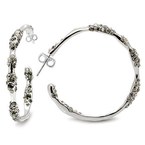 MALO1857 - Rhodium Brass Earrings with Top Grade Crystal  in Black Diamond
