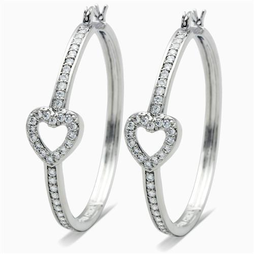 MALO1941 - Rhodium Brass Earrings with AAA Grade CZ  in Clear