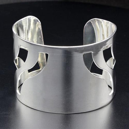 MALO1951 - Rhodium Brass Bangle with No Stone