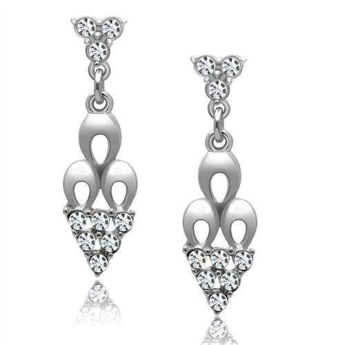 MALO1969 - Rhodium White Metal Earrings with Top Grade Crystal  in Clear
