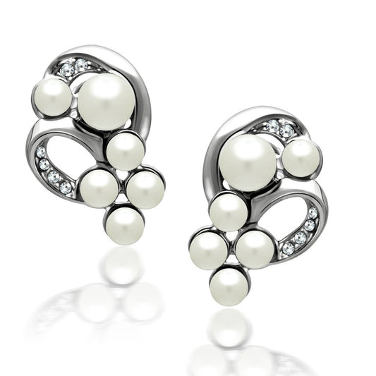 MALO1970 - Rhodium White Metal Earrings with Synthetic Pearl in White
