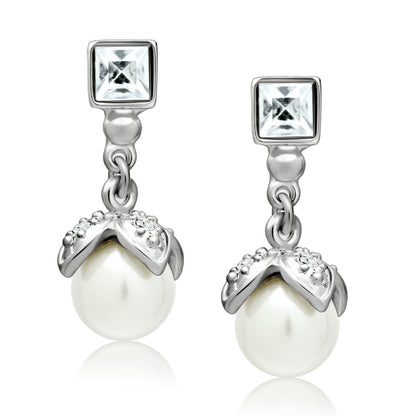 MALO1973 - Rhodium White Metal Earrings with Synthetic Pearl in White