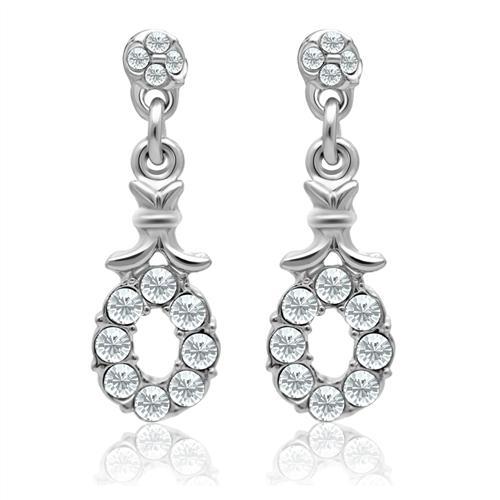 MALO1974 - Rhodium White Metal Earrings with Top Grade Crystal  in Clear