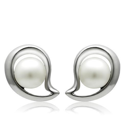 MALO1976 - Rhodium White Metal Earrings with Synthetic Pearl in White
