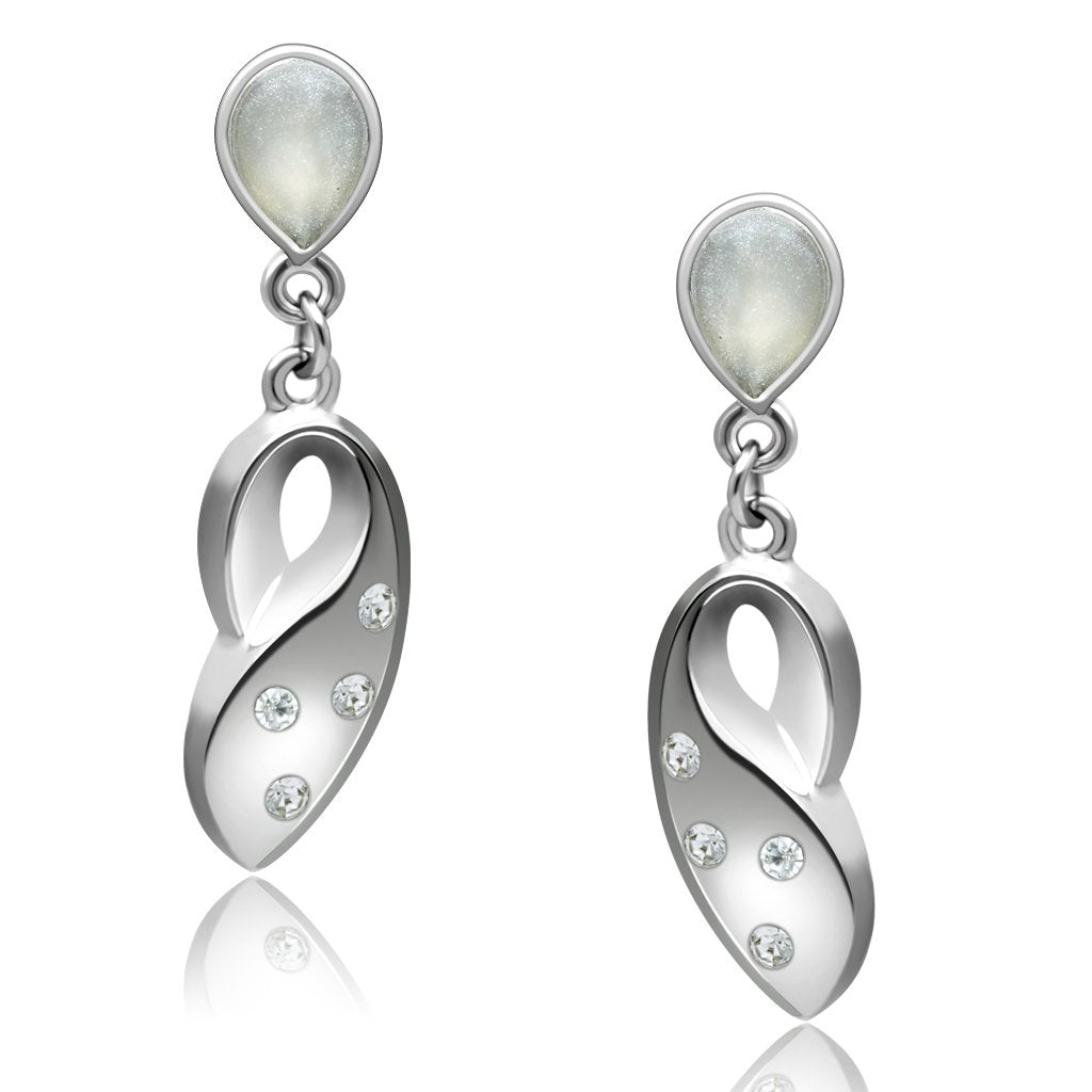 MALO1978 - Rhodium White Metal Earrings with Top Grade Crystal  in Clear