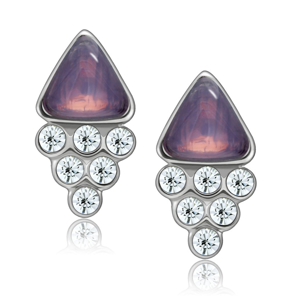 MALO1979 - Rhodium White Metal Earrings with Top Grade Crystal  in Clear