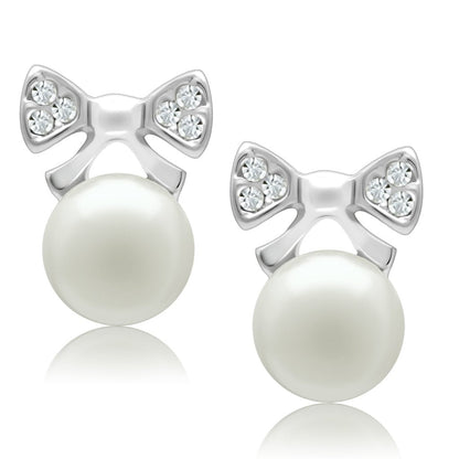 MALO1980 - Rhodium White Metal Earrings with Synthetic Pearl in White