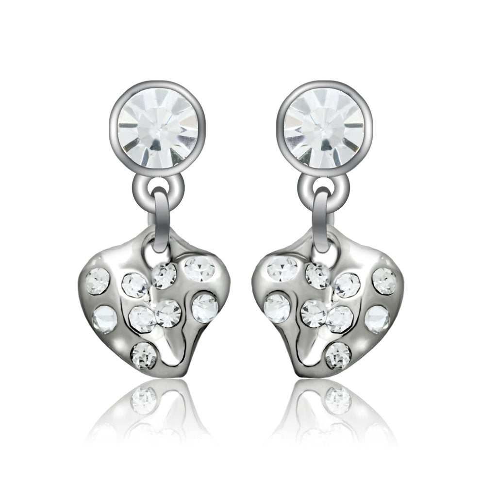 MALO1982 - Rhodium White Metal Earrings with Top Grade Crystal  in Clear