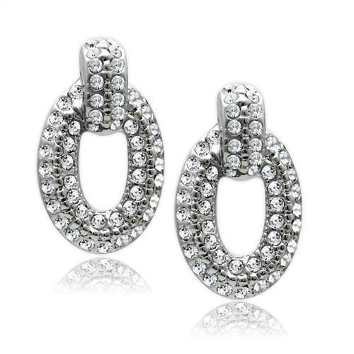 MALO1986 - Rhodium White Metal Earrings with Top Grade Crystal  in Clear