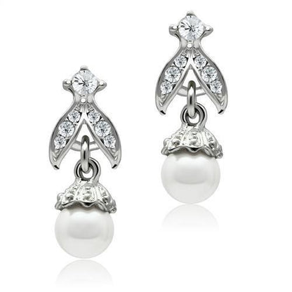 MALO1988 - Rhodium White Metal Earrings with Synthetic Pearl in White