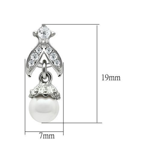MALO1988 - Rhodium White Metal Earrings with Synthetic Pearl in White