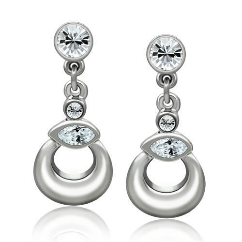 MALO1989 - Rhodium White Metal Earrings with Top Grade Crystal  in Clear