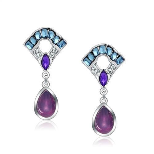 MALO1993 - Rhodium White Metal Earrings with Top Grade Crystal  in Multi Color