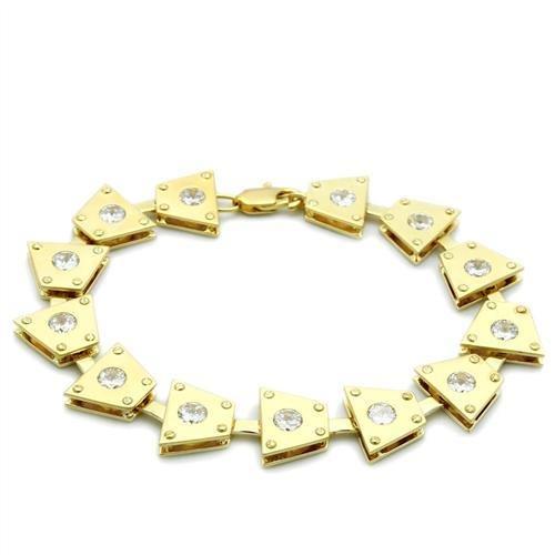MALO2002 - Matte Gold & Gold Brass Bracelet with AAA Grade CZ  in Clear